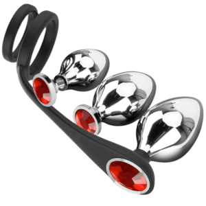 Interchangeable 3 Set Metal B-Plug/Cock ring