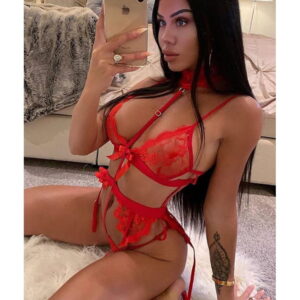 Bey & I Red Lingerie Set With Choker - Image 4