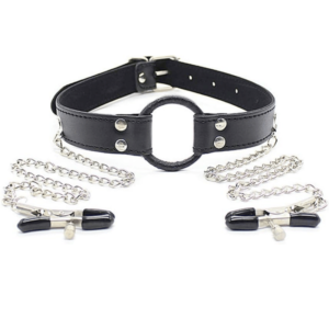 O-Ring Gag with Nipple Clamps