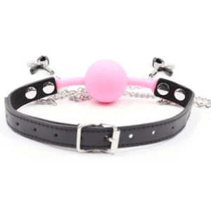 Pink Gag with Nipple Clamps - Image 3