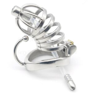 Denials Locking Chastity Cage with Urethral Sound - Image 2