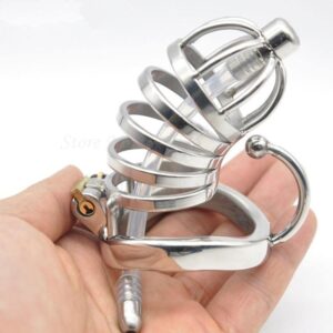 Denials Locking Chastity Cage with Urethral Sound - Image 3
