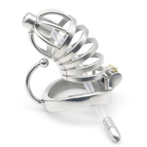 Denials Locking Chastity Cage with Urethral Sound - Image 1