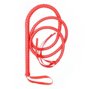 Long Red Leather Whip
