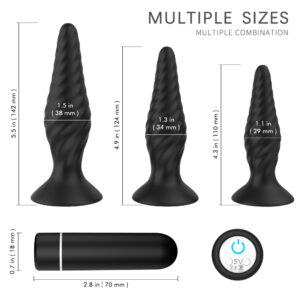 Booty Plug 3 Pack S|M|L Vibrating Remote Control - Image 4