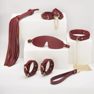 kit for chic BDSM practitioners: Blindfold, Collar, Handcuff, Ankle Cuff Set. - Image 1