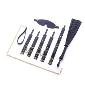 kit for chic BDSM practitioners: Blindfold, Collar, Handcuff, Ankle Cuff Set. - Image 5