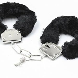 Sexy Black Fur Covered Hand Cuffs & Ankle Cuffs