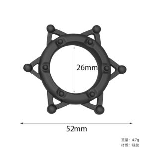 Hexagonal Star Silicone Cock Ring Black 52x26mm