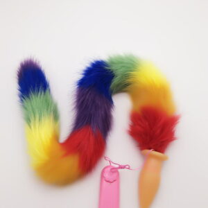 Vibrating Rainbow Fox Tail Butt Plug