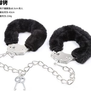 Sexy Black Fur Covered Hand Cuffs & Ankle Cuffs - Image 6