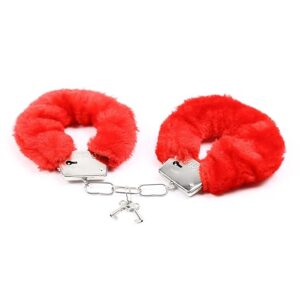Sexy Red Fur Covered Hand Cuffs & Ankle Cuffs