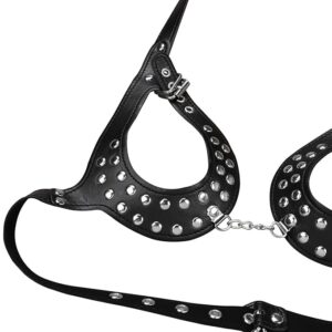 Sexy Leather Rivet Bra - Image 4