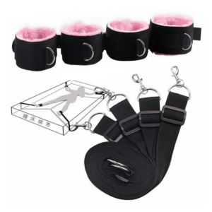 Eroticism Sighs Us BDSM Bed Straps Set Pink - Image 5