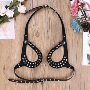 Sexy Leather Rivet Bra - Image 3