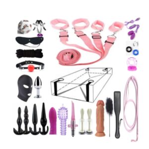 BDSM Essentials 23-Piece Starter Set – Nylon, PU, Metal, and Leather Whip, colors Pink, Red, Black, Intimacy and Pleasure - Image 2