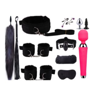 Bound for Pleasure 12-Piece Beginner's Bondage Set in Vibrant Colors, Black, Red, Pink, Purple - Image 1