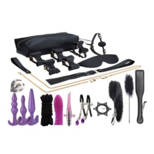 Elegant Kink 21-Piece BDSM Leather Play Set – Red & Black Luxury Kit - Image 2