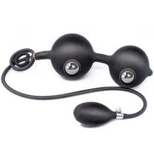 Double steel ball inflatable anal plug