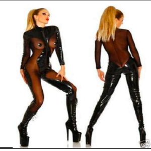 Naughty Shiny Full Body Sock - Black and Seductive - Image 1