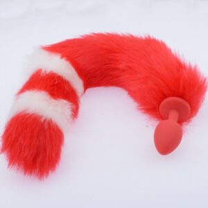 Fox Tail Anal Plug Set ( Red + White ) - Image 2